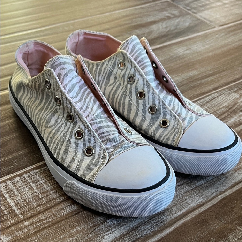 Kids Zebra Print Slip-On Sneakers
